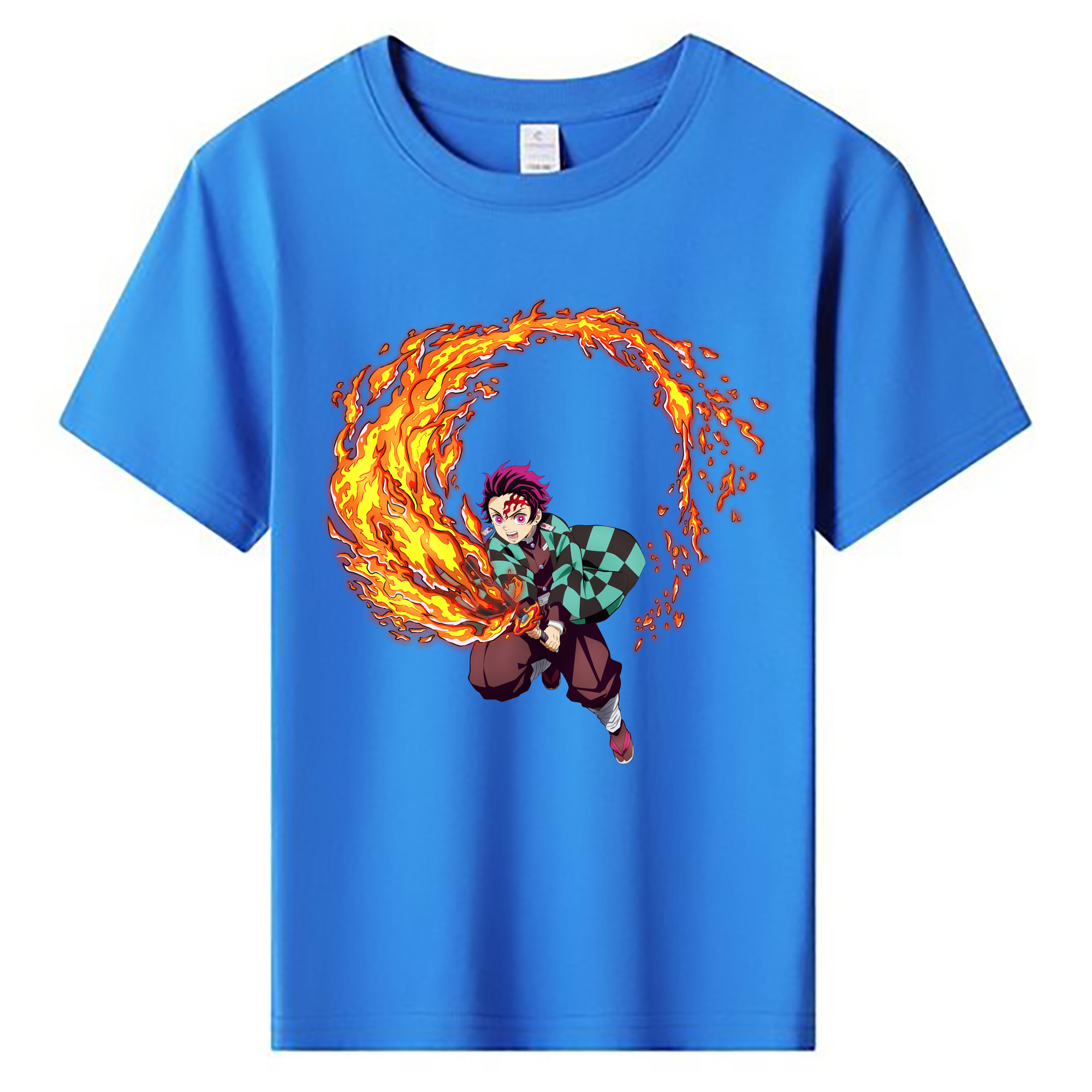 （画像用） 鬼滅の刃 竈門 炭治郎／かまど たんじろう Kamado Tanjirou 綿100％キッズTシャツ（フロントプリント）